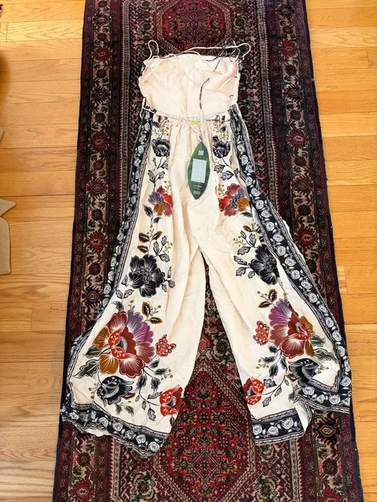 Floral Farm Rio Jumpsuit Dress in Cream with Multi-Color Print from Brazil - Picture 2 of 4